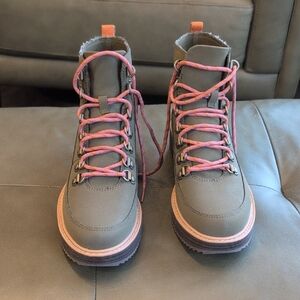 Teva Olive Green Boots with Coral Accents